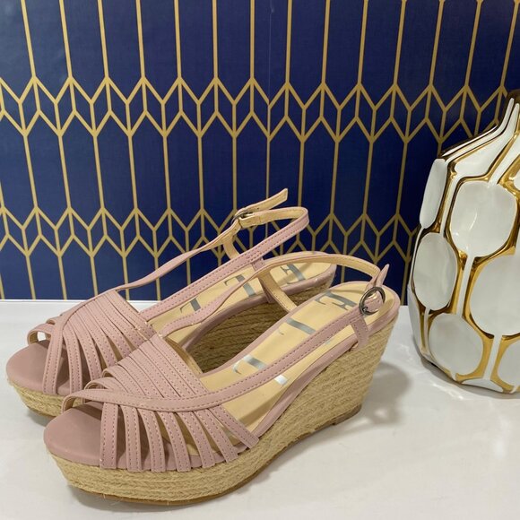 Pink Espadrille Wedge Sandals W/Strappy Design & Adjustable Ankle Strap Women's - Picture 6 of 7
